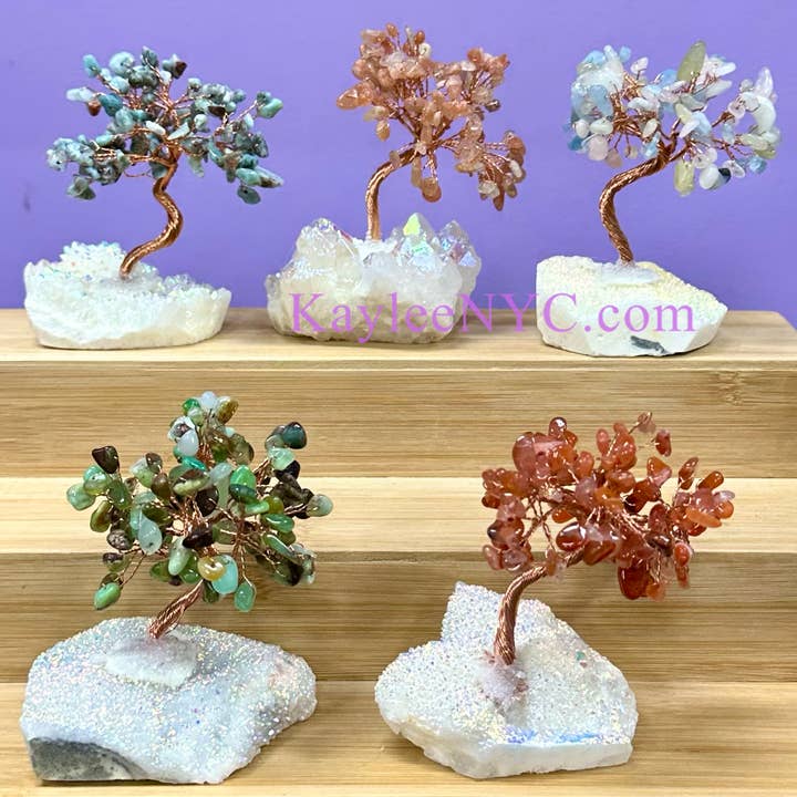 KayleeNYC - Wholesale Spiritual Stone/Crystal - Bonsai Tree with Angel Aura Quartz Cluster Base2