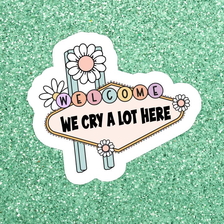 Funny Cry Mental Health Waterproof Vinyl Sticker for wholesale by Stickers+ X Ashley Bexar