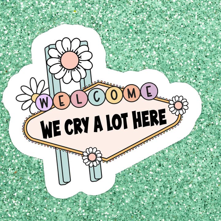 Funny Cry Mental Health Waterproof Vinyl Sticker for wholesale by Stickers+ X Ashley Bexar
