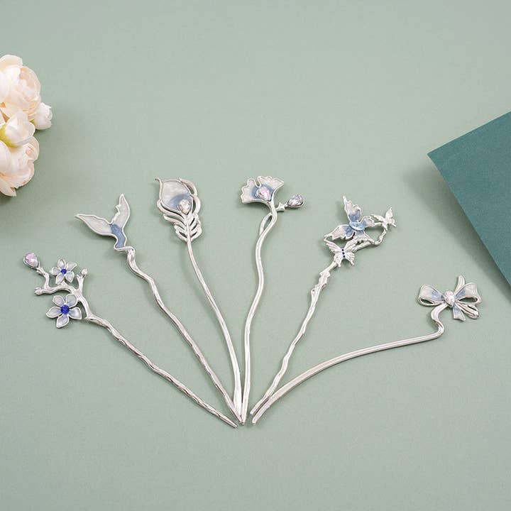 Blauwe Vlinder Vissenstaart Ginkgo Blad Haarspeldje voor wholesale door SoapElenGlen