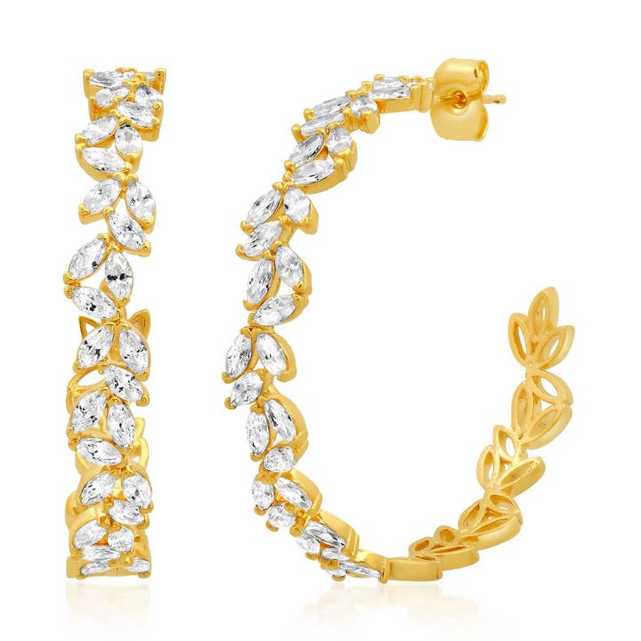 Leaf CZ Hoops for wholesale by Tai Jewelry