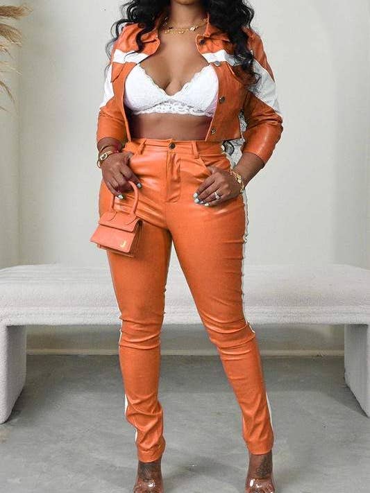 Fashion Combination - Wholesale Top & Pant Set (NOT Loungewear) - Women's - leather jacket and pants set