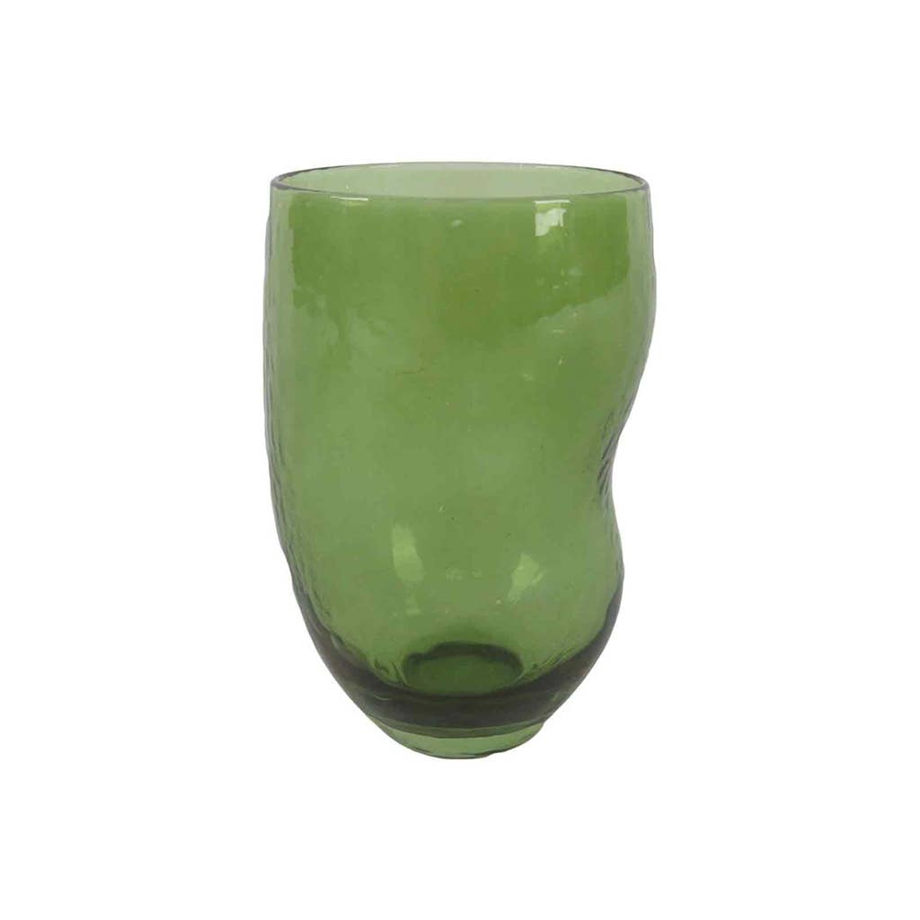 Moss green tribe tumbler glass D7 H11cm for wholesale on Faire0