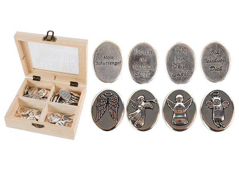 Wurm - Wholesale Decorative Figurine - Angel coin with inscription made of metal silver 4-fold, (W/H) 2x3cm0