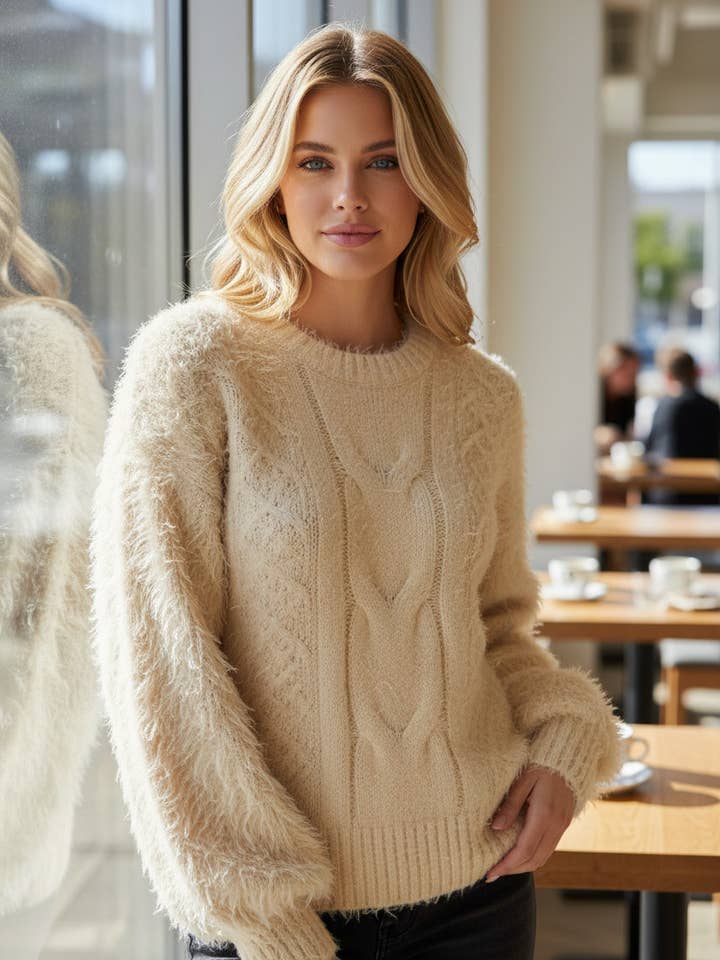 SOFT FOREST – The cocoon sweater with silky sleeves for wholesale by A Woman we Love