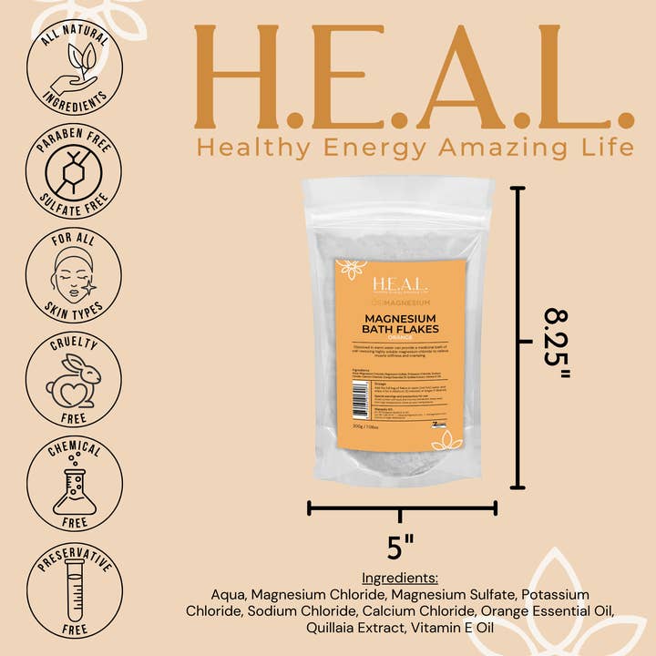 Healthy Energy Amazing Life - Wholesale Bath salts - ŐSIMAGNESIUM Bath Flakes with Orange Essential Oil7