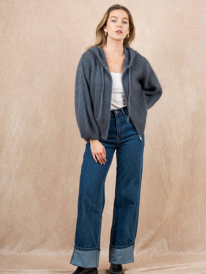 NAÏS PARIS - Vendita all'ingrosso Cardigan - Donna - Cardigan con cappuccio e zip in mohair e lana22