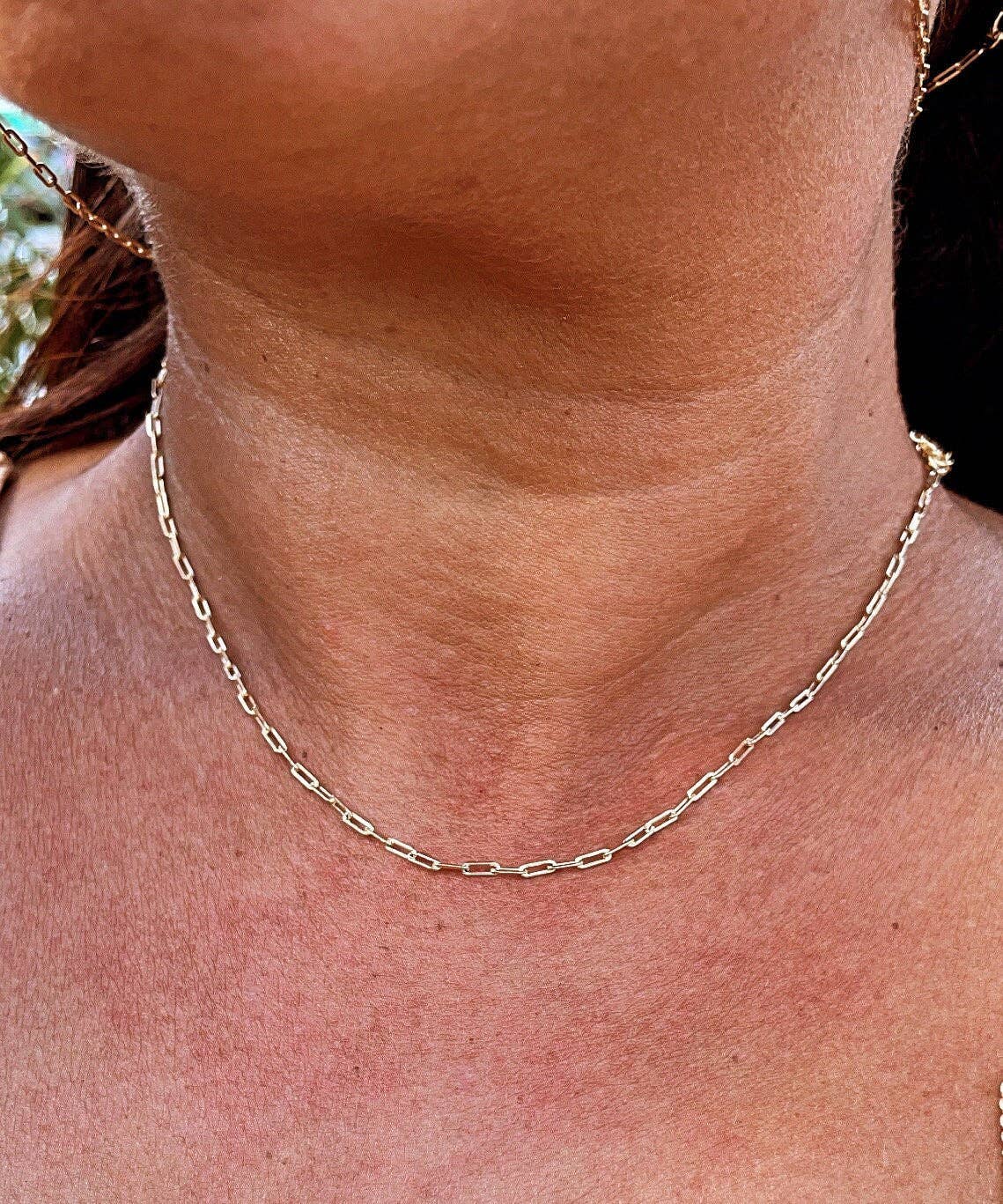 Milie - Wholesale Link & Chain Necklace - 18k GF 2mm Dainty Paper Clip Chain Necklace0