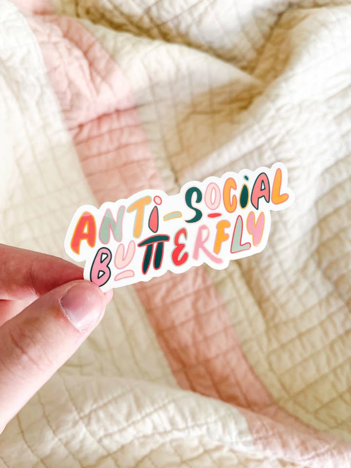 Adesivo borboleta anti-social por atacado de Put a Pompom on It