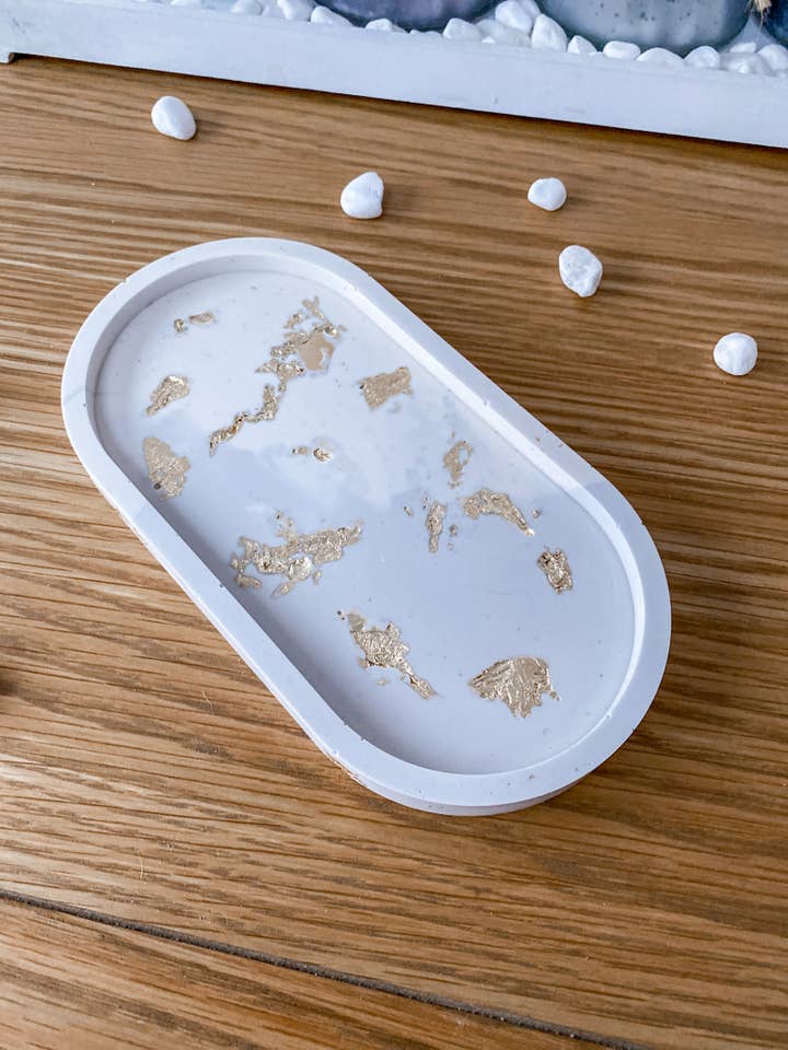 Grey Marble Effect Handmade Terrazzo Decorative Tray for wholesale by Pastel and Moon