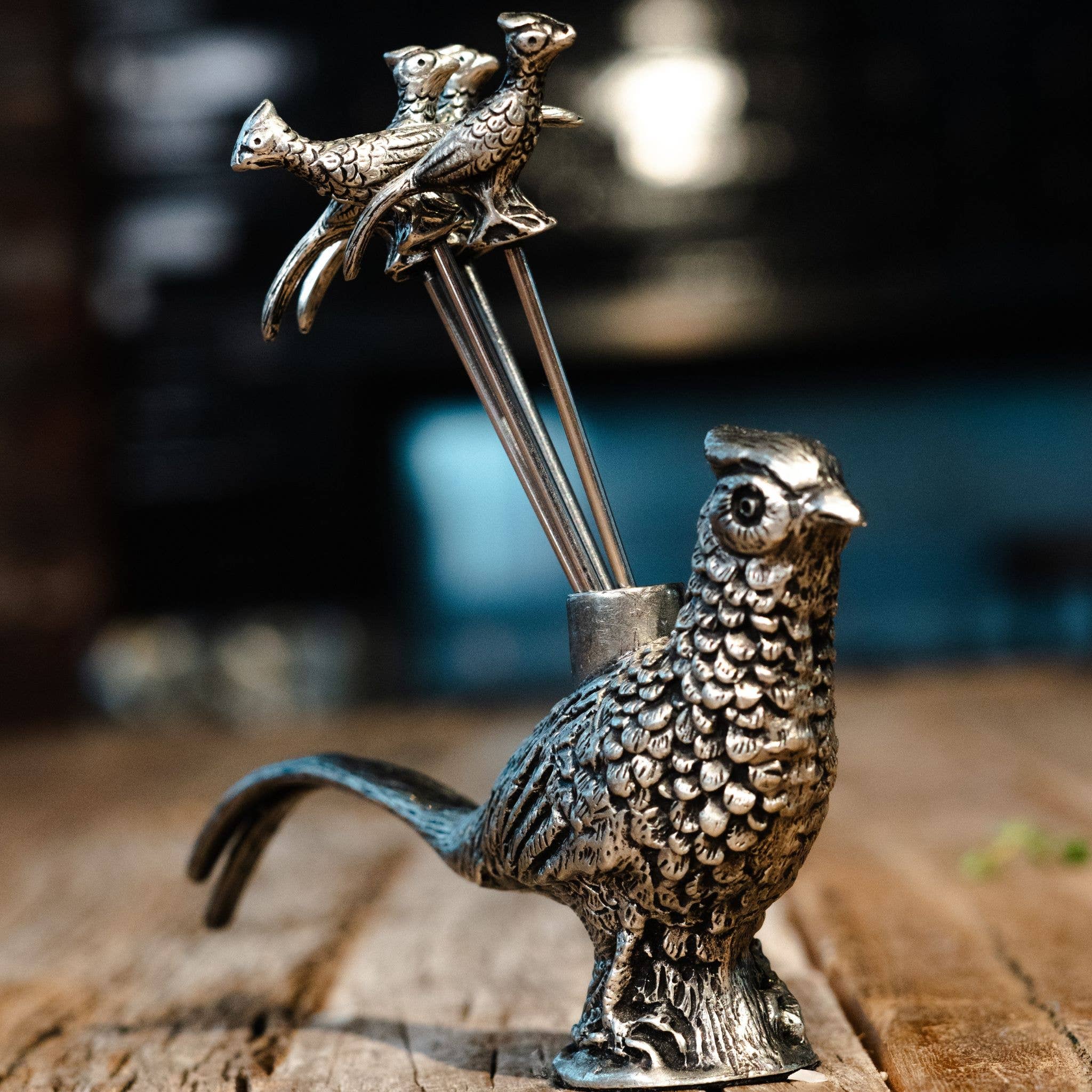 Maure Luxury Gifts - Wholesale Cocktail Pick - Pewter Pheasant Picks | Cocktail Skewer | Martini Garnish6