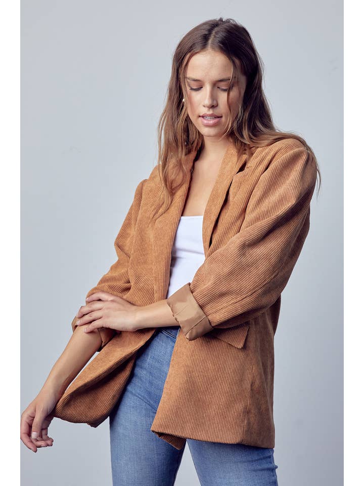 Oversized Corduroy Blazer - Camel for wholesale on Faire