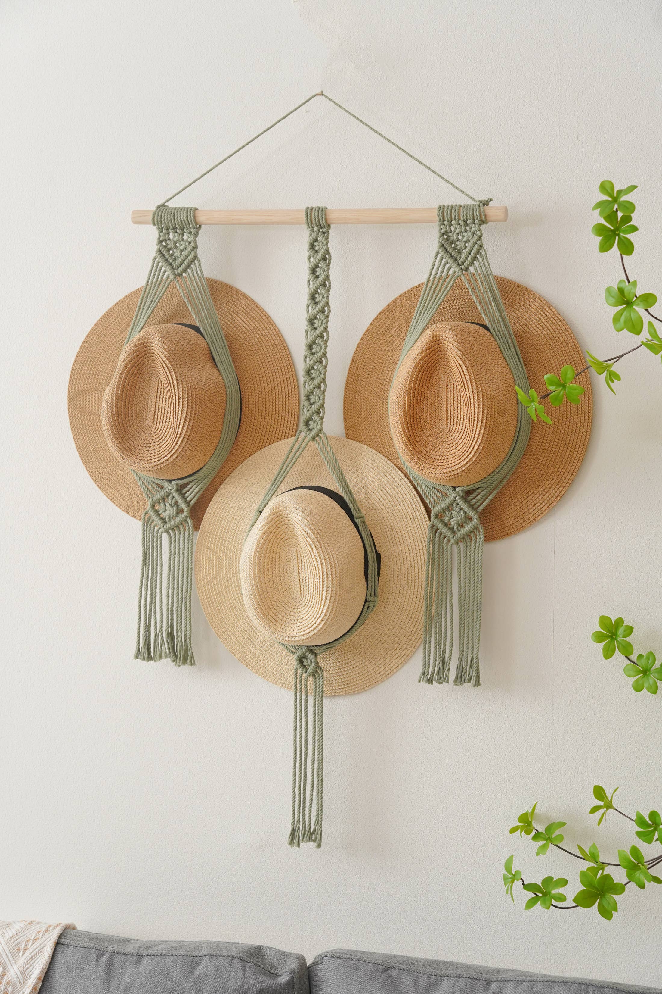 BeanDaikon - Vendita all'ingrosso Portacappelli - Espositore per cappelli in macramè, decorazione da parete, H123