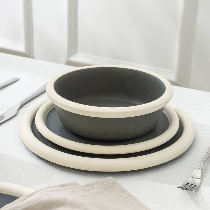 Stone + Lain - Wholesale Dinnerware Set - Capri Stoneware Dinnerware Set - Grey3