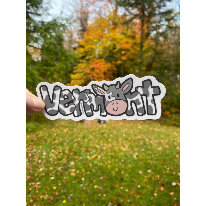 Designs by Diana - twinkletaters - Wholesale Sticker - Vermont Cow 5" x 1.7" Vinyl Sticker