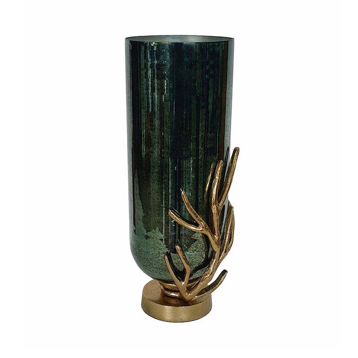 7x6x17" Glass Vase With Aluminum Base - Gold/Silver/Black for wholesale by A&B Home Group Inc.