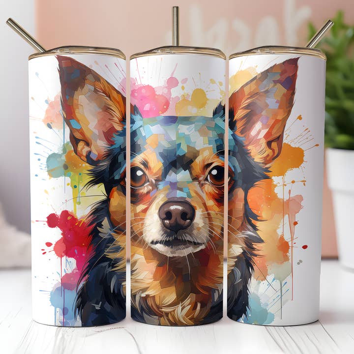 Chihuahua Painted Tumbler for wholesale by Hello Sunshine Boutique