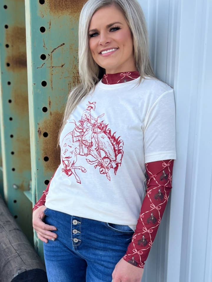 Sterling Kreek - Wholesale Blouse - Women's - Bronc & Bows Mesh Top