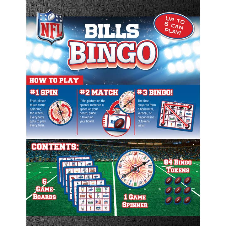 Masterpieces Puzzles - Wholesale Board Game - Buffalo Bills Bingo Game