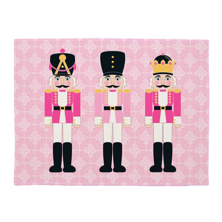 Marye-Kelley - Venta al por mayor Manteles individuales - Manteles individuales de lino rosa con forma de cascanueces3