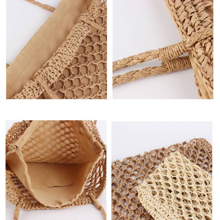 EmberLoom - Vente Tote bag – femme - Sac cabas carré à bandoulière en filet2