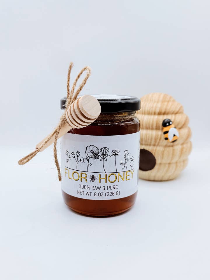 Flor 100% Raw & Pure Premium Honey 8oz for wholesale by Moca Coffee Company