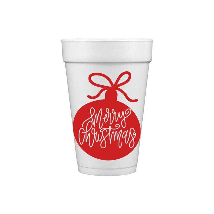 Merry Christmas with Ornament for wholesale by Kool Kups & Party Goods