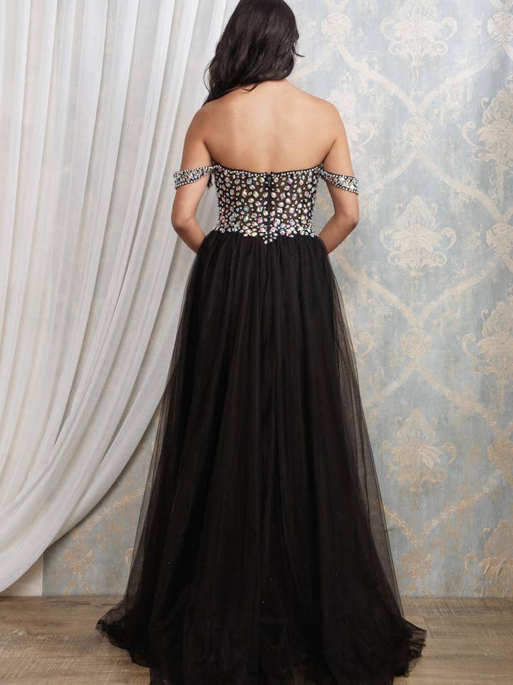 Rosemore Couture - Wholesale Gown - Women's - SEQUINED BEADED TULLE MESH MAXI 14