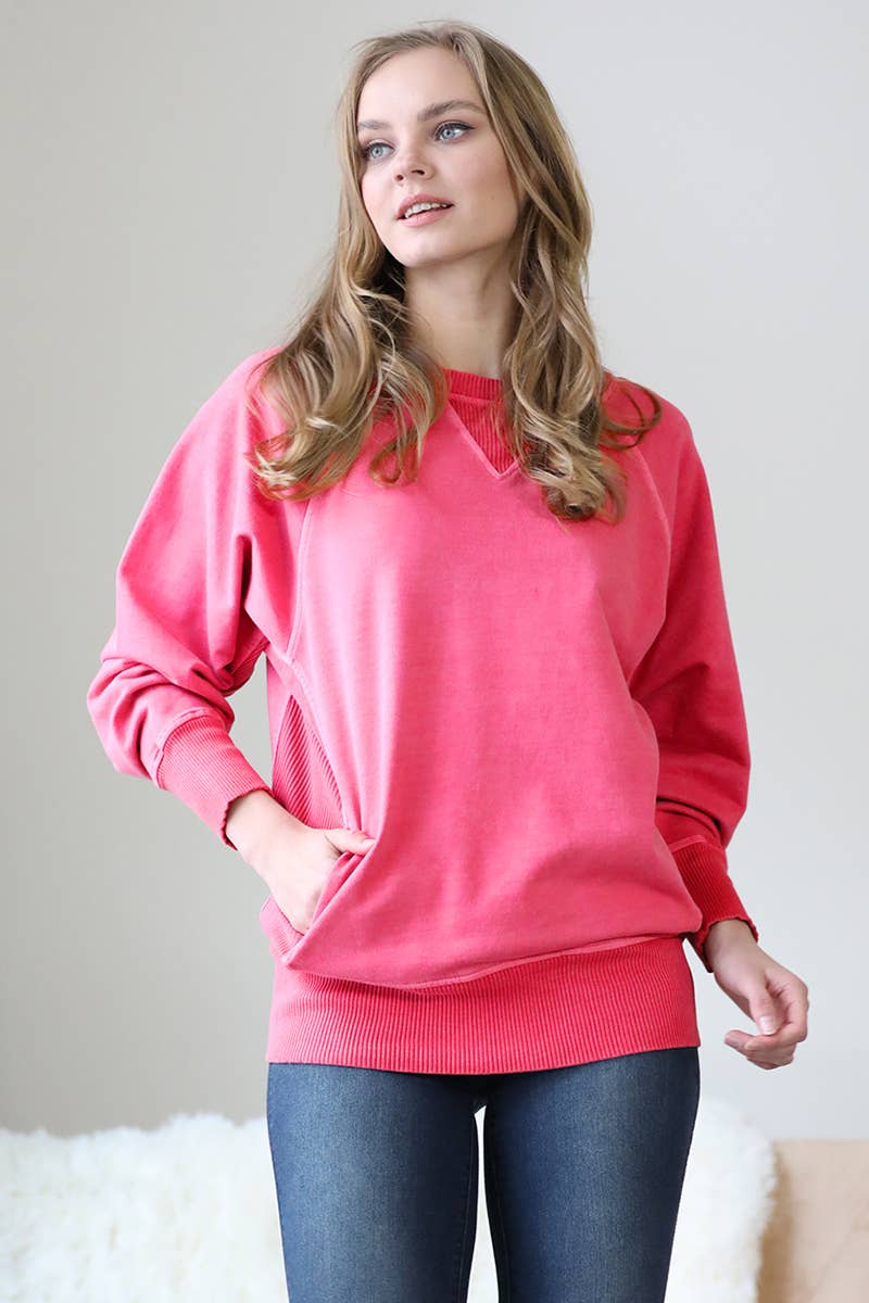 42POPS - Wholesale Sweatshirt - Women's - `.Washed French Terry Pullover With Side Pockets13