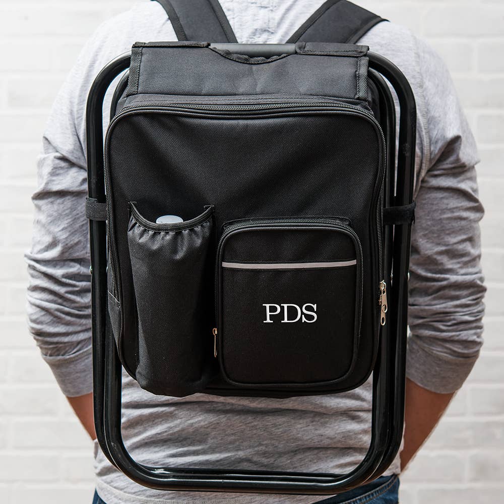 Weddingstar Inc. - Vente Glacière/sac isotherme - Sac à dos pliable noir pour chaise isotherme - Monogramme brodé1