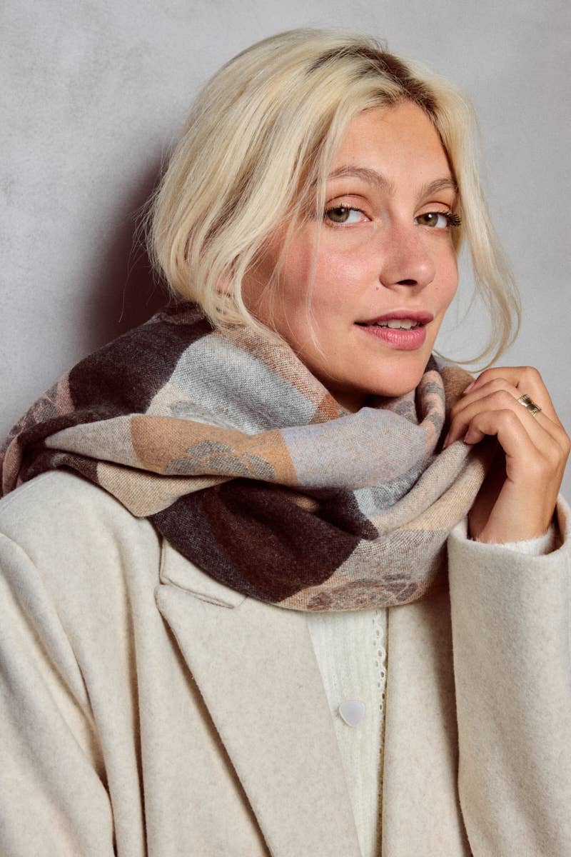 BYREN | ÉLINE L'ATELIER – Großhandel Schal – Damen – Wollschal mit wendbarem Blumenmuster FL204DF5