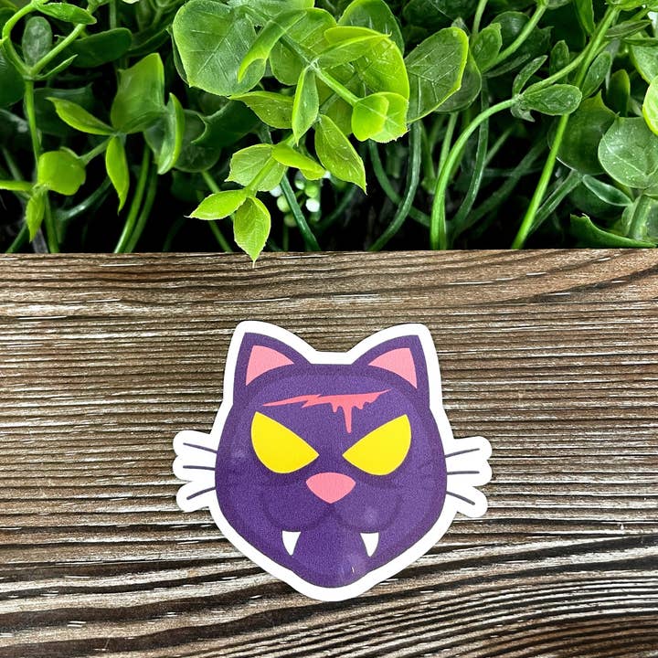 Black Cat Costume, Die Cut Vinyl Sticker, Boho Fun, Water Resistant, Halloween Spooky Party Character |Sticker or Magnet for wholesale by Handmade by Marlayna