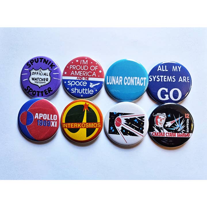 Vintage ruimteknoppen magneten & flesopeners. set 01 voor wholesale door Flip The Record