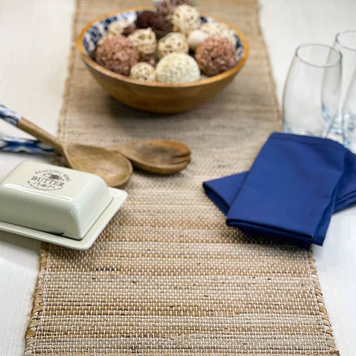 NATURAL JUTE TABLE RUNNER, COASTAL TABLE LINEN, 13''x36''. for wholesale on Faire