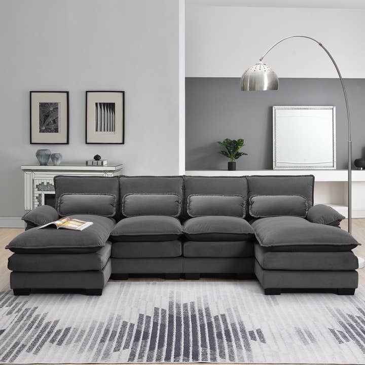 39F Inc. - Wholesale Sofa - 109.8" U-shaped Sectional Sofa with Chaise & Waist Pillows