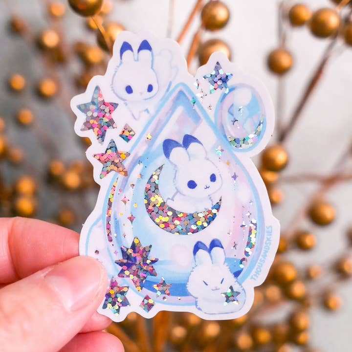 Vinyl Sticker (Holographic) Moonstone and Bunnies for wholesale by Thousand Skies