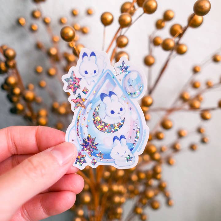Thousand Skies - Wholesale Sticker - Vinyl Sticker (Holographic) Moonstone and Bunnies