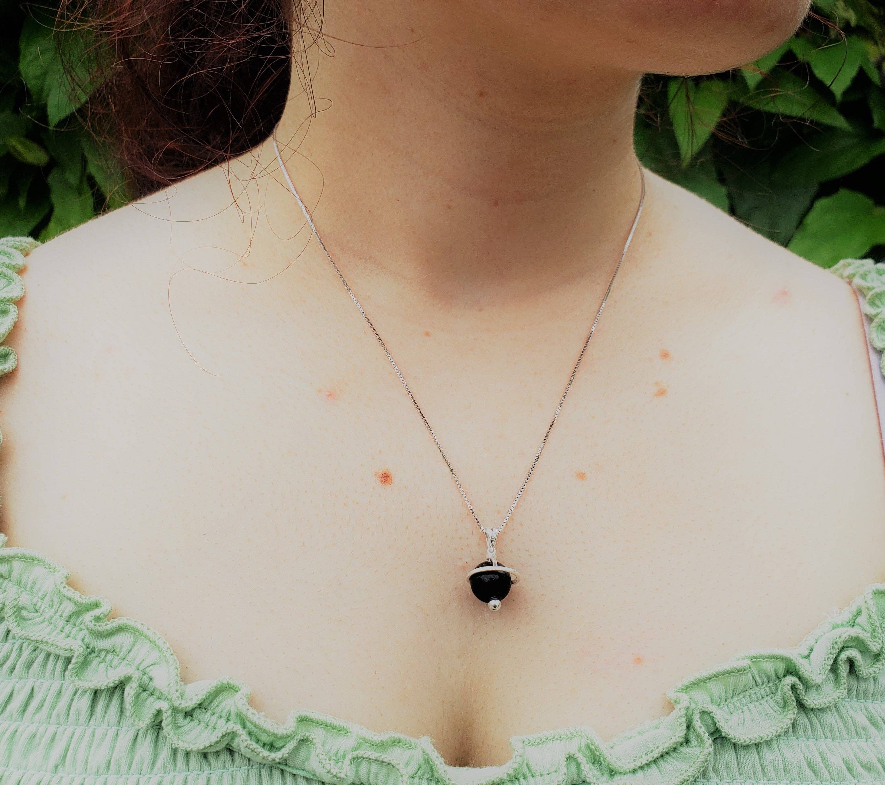 Karelia Creations - Wholesale Pendant/Charm Necklace - Shungite Sterling Silver Orbit Pendant and 18-Inch Necklace6