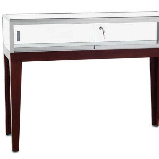 48.0" x 36.0" x 20.0", Display Table w/ Cherry Legs, Tempered Glass Top Locking Door 19306 for wholesale by FIXTUREDISPLAYS