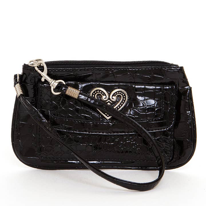 AMPERE CREATIONS - Wholesale Wristlet - Brighton Vegan Leather Inspired Croco Imitation Wristlet Bag