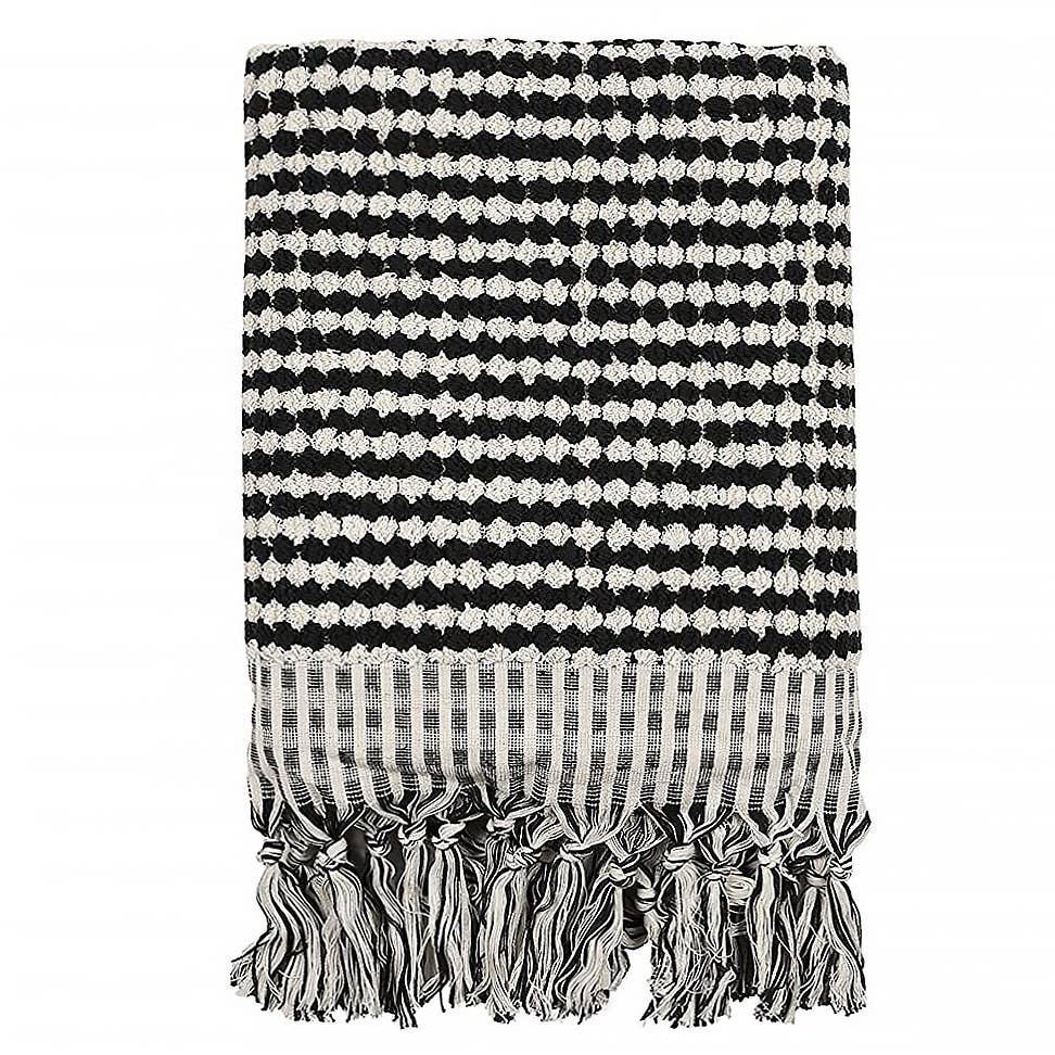 Buld&Co. - Vente Serviettes de bain - Serviette turque à pompons tissée main, motif bulles, grande et petite taille avec franges16