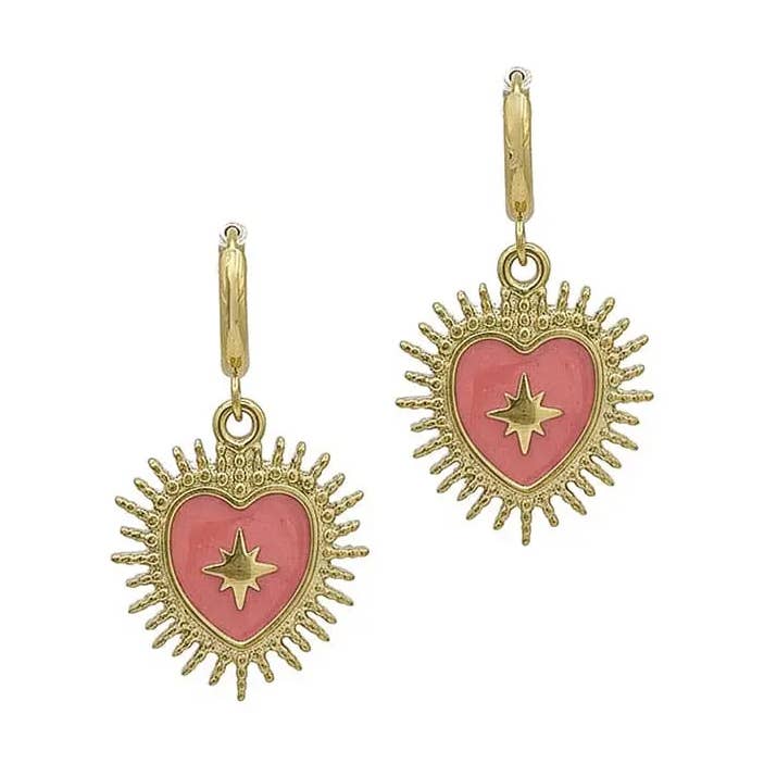 LOUIZ Earrings with Bohemian Heart Pink for wholesale by LOUIZ