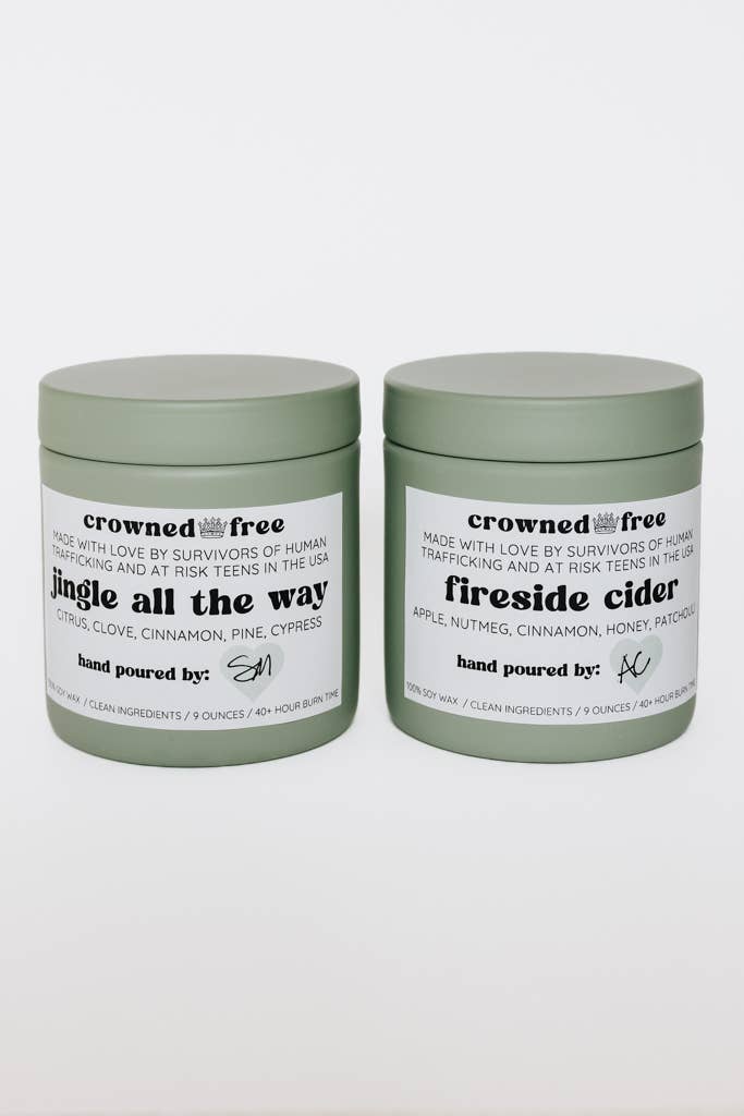 Crowned Free - Wholesale Travel Candles - Fireside Cider Candle - 9oz - Made by Survivors 1