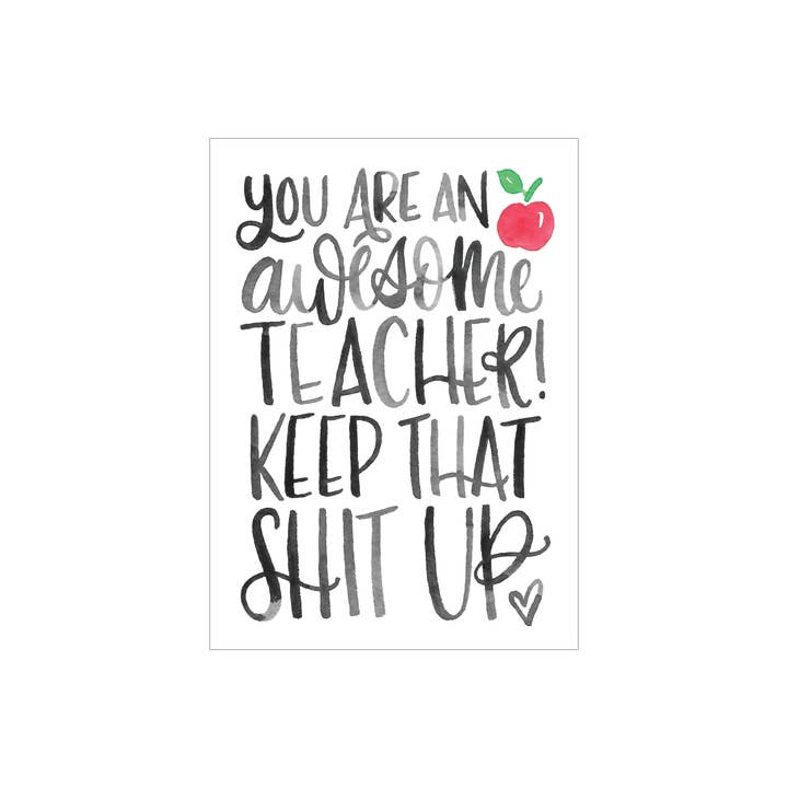 Awesome Teacher greeting card for wholesale by Katie Elizabeth Lettering
