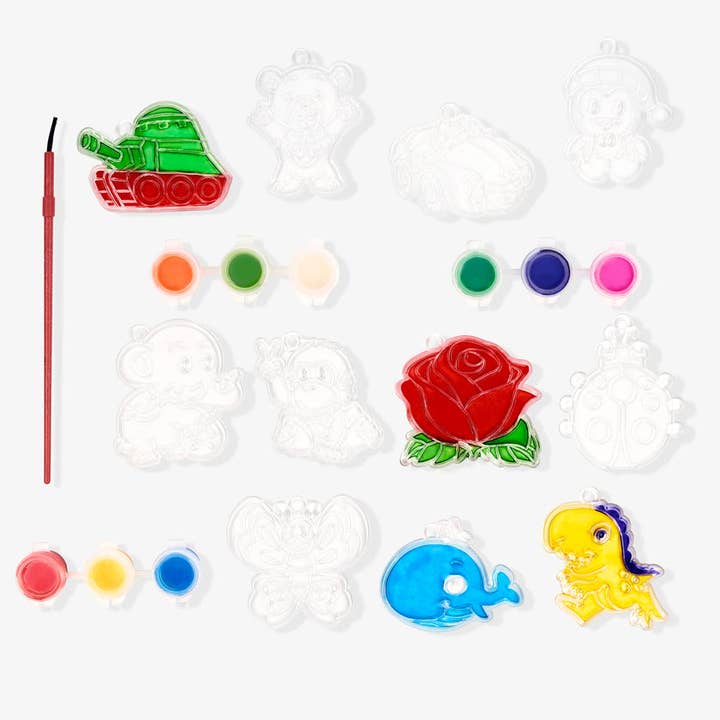 The Twiddlers – wholesale DIY craft kit – Child – 20 DIY Suncatchers Kit with Paints & Brush - Arts & Crafts