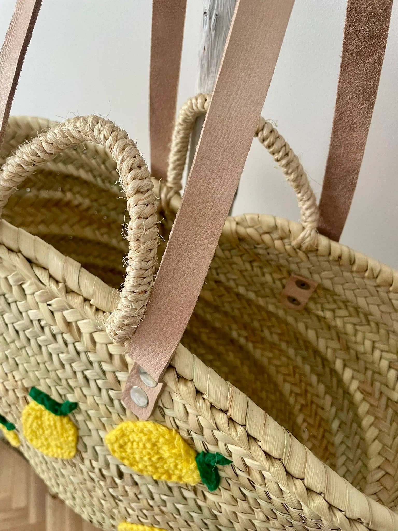 High crafty – wholesale Beach bag – 🍋 Amalfi Basket – Handwoven Raffia & Leather Bag1