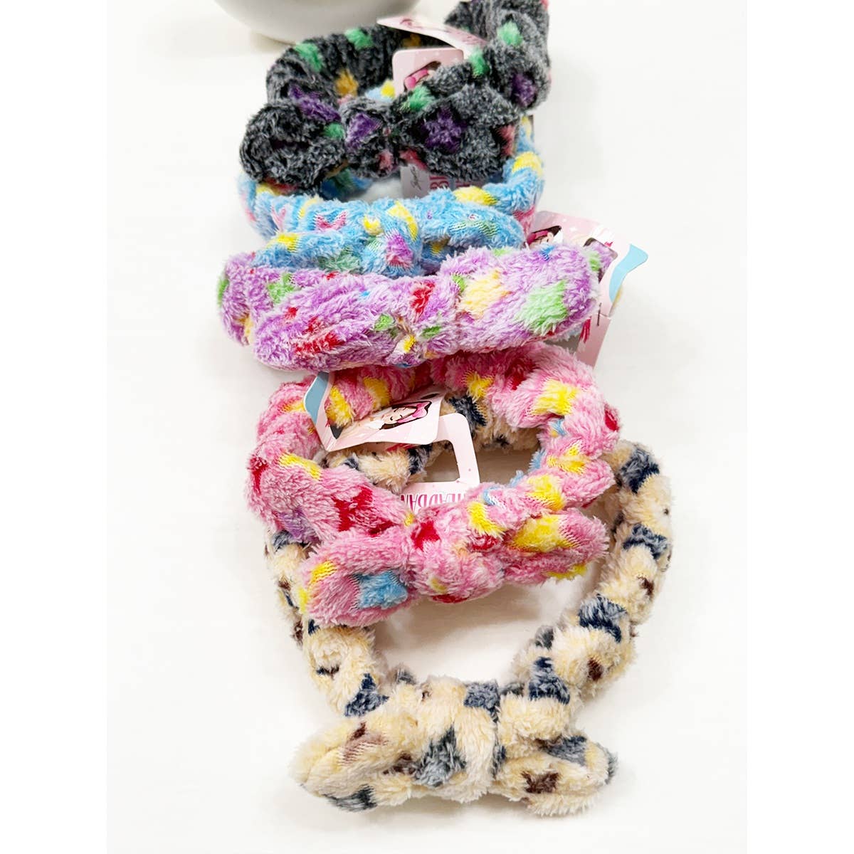 MIX COLOR Star Print Fuzzy Spa and Makeup Headband for wholesale on Faire1