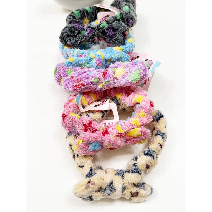 MIX COLOR Star Print Fuzzy Spa and Makeup Headband for wholesale on Faire1