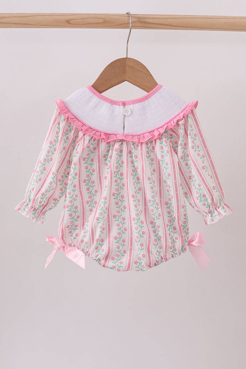 Mom & Co. - Wholesale Bodysuit (Non-Footed) - Baby - Floral tulip smocked bow bubble3