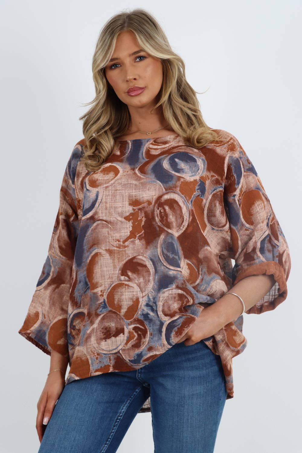 Miss Bold – wholesale Blouse – Women’s – Italian Circle Print Cotton Top55